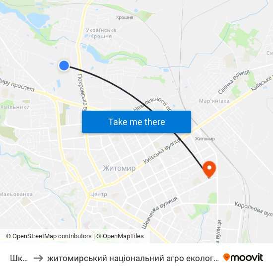 Школи to житомирський національний агро екологічний університет map