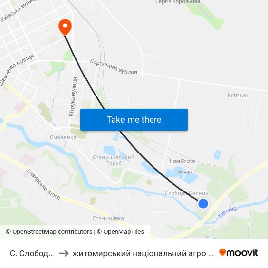 С. Слобода-Селець to житомирський національний агро екологічний університет map
