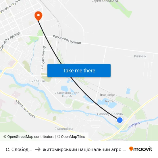 С. Слобода-Селець to житомирський національний агро екологічний університет map