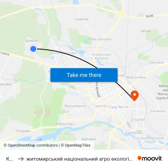Кафе to житомирський національний агро екологічний університет map