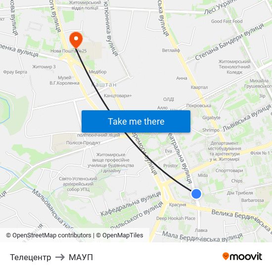 Телецентр to МАУП map