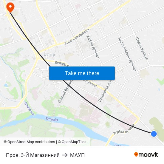 Пров. 3-Й Магазинний to МАУП map