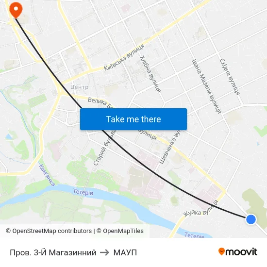 Пров. 3-Й Магазинний to МАУП map