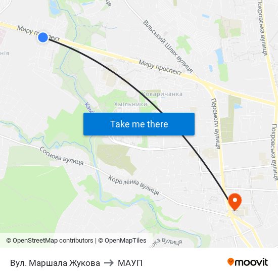 Вул. Маршала Жукова to МАУП map