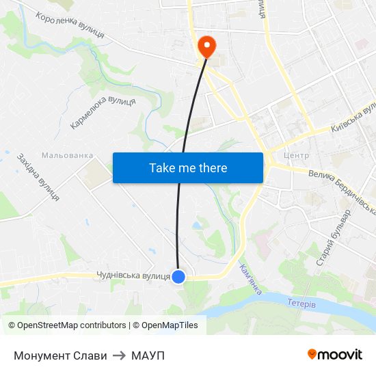 Монумент Слави to МАУП map