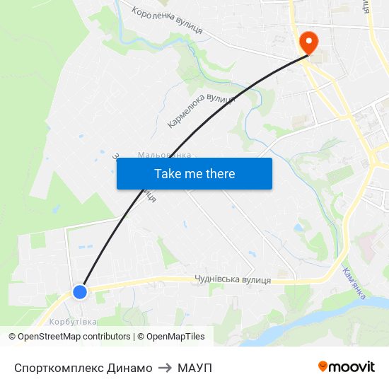 Спорткомплекс Динамо to МАУП map