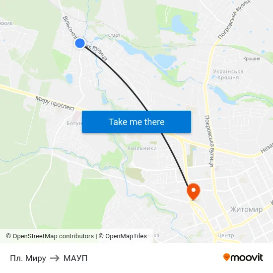 Пл. Миру to МАУП map