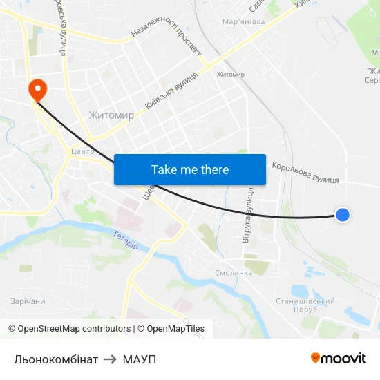 Льонокомбінат to МАУП map