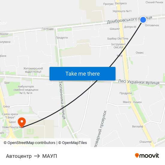 Автоцентр to МАУП map