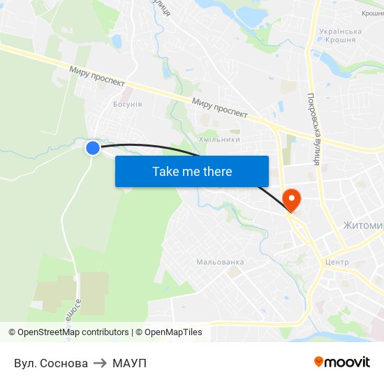 Вул. Соснова to МАУП map