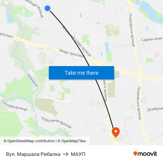 Вул. Маршала Рибалка to МАУП map