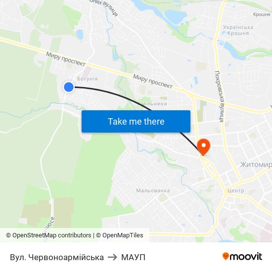 Вул. Червоноармійська to МАУП map