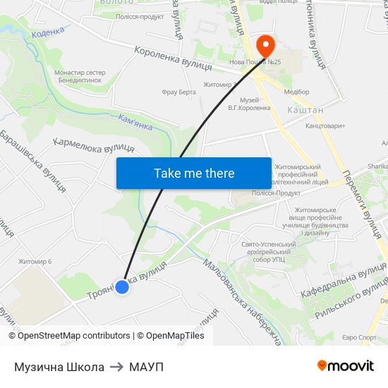 Музична Школа to МАУП map