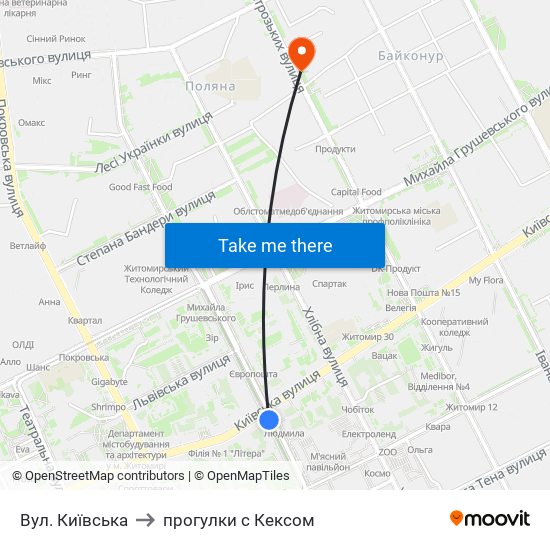 Вул. Київська to прогулки с Кексом map