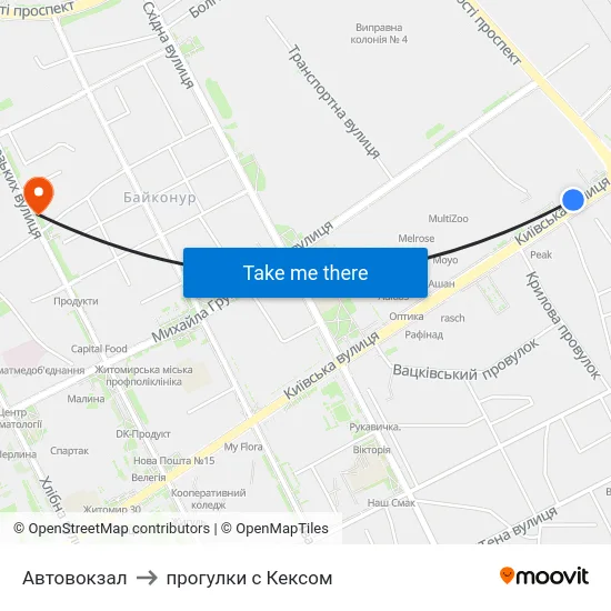 Автовокзал to прогулки с Кексом map