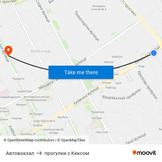 Автовокзал to прогулки с Кексом map