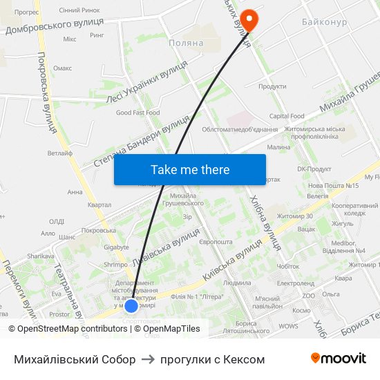 Михайлівський Собор to прогулки с Кексом map