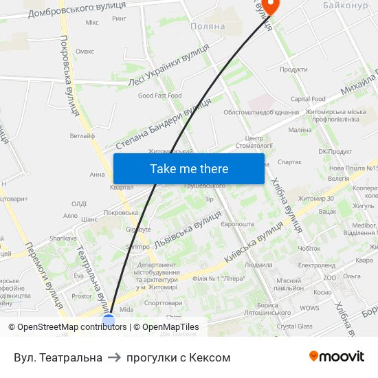 Вул. Театральна to прогулки с Кексом map