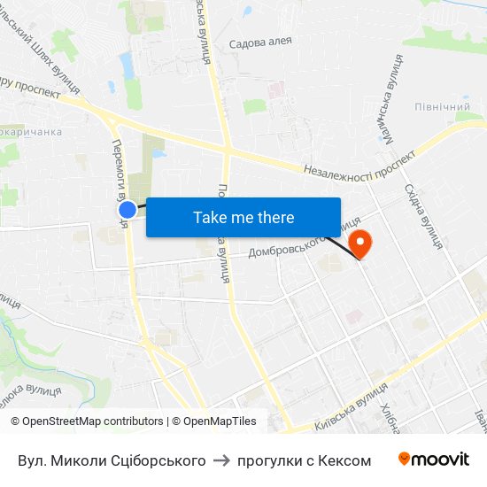 Вул. Миколи Сціборського to прогулки с Кексом map