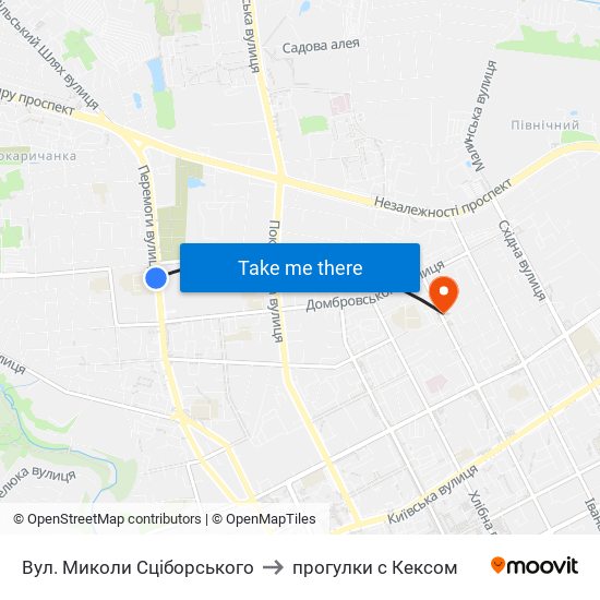 Вул. Миколи Сціборського to прогулки с Кексом map