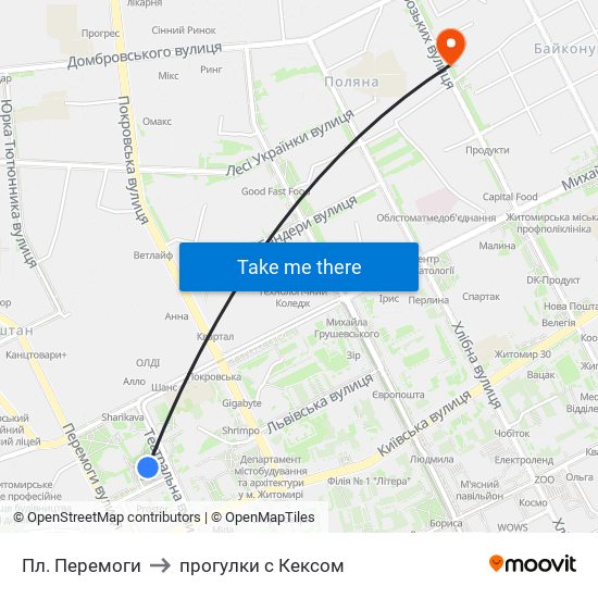 Пл. Перемоги to прогулки с Кексом map