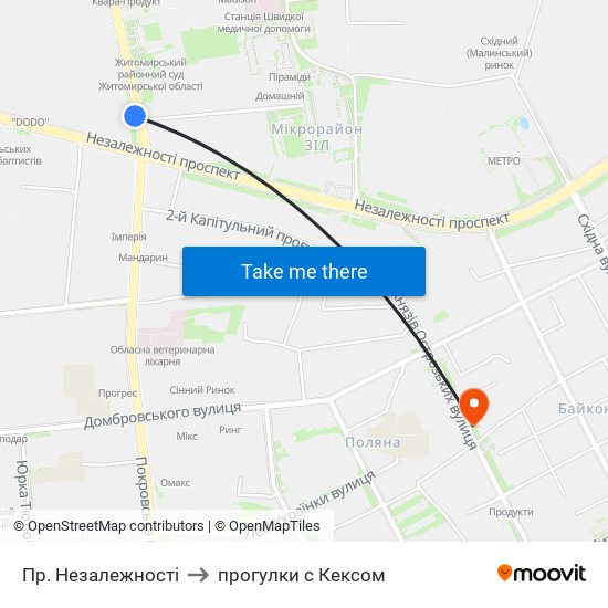 Пр. Незалежності to прогулки с Кексом map