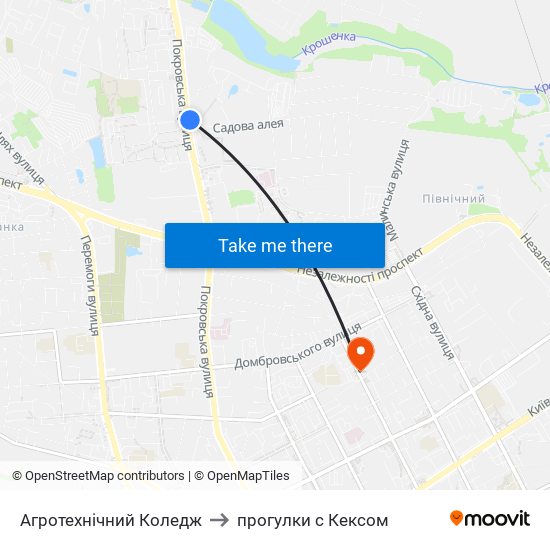 Агротехнічний Коледж to прогулки с Кексом map