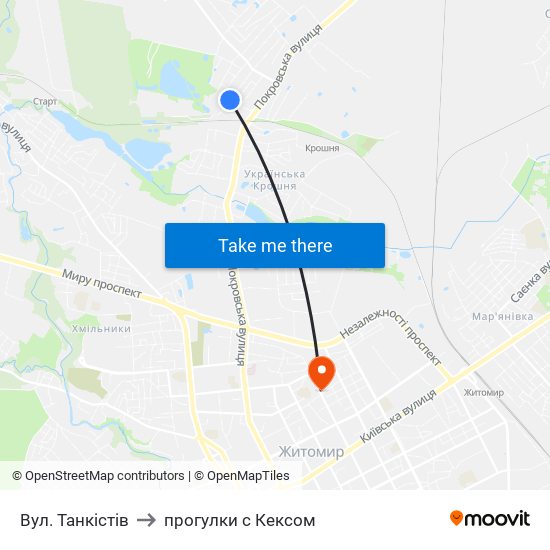 Вул. Танкістів to прогулки с Кексом map