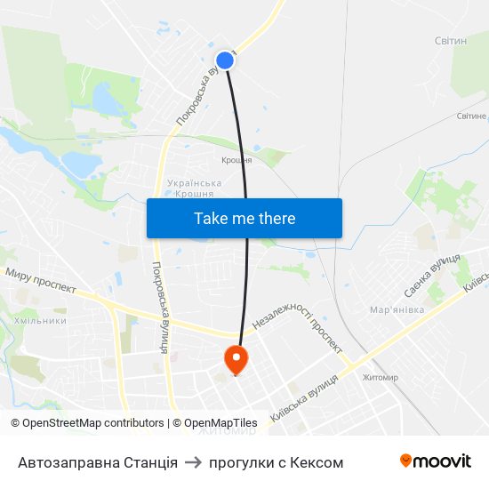 Автозаправна Станція to прогулки с Кексом map