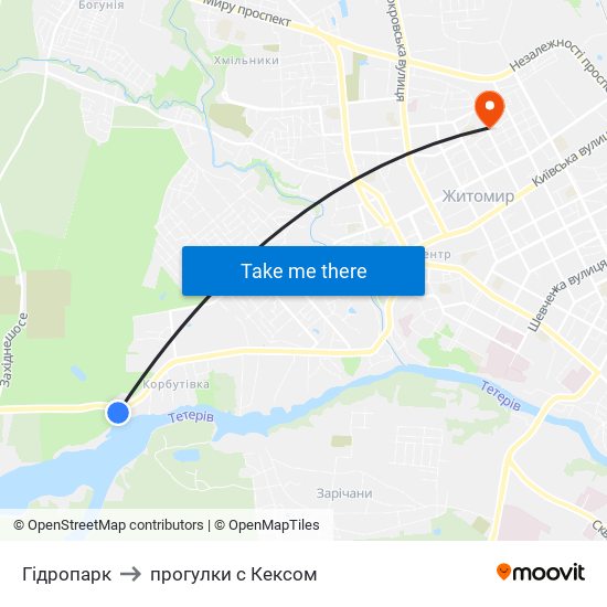 Гідропарк to прогулки с Кексом map