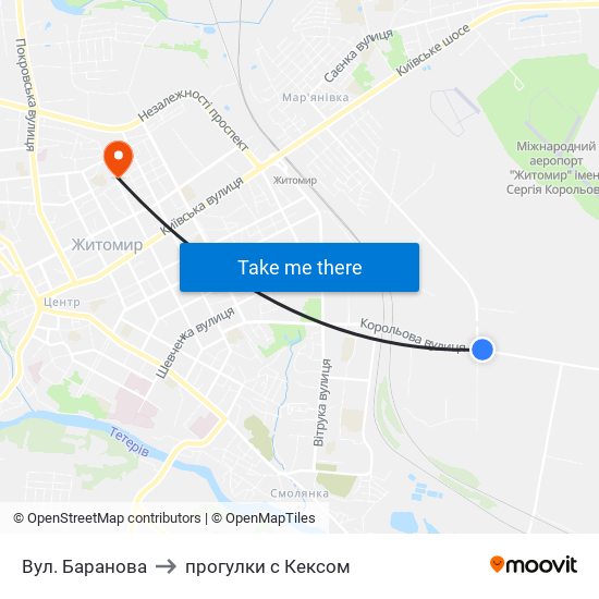 Вул. Баранова to прогулки с Кексом map