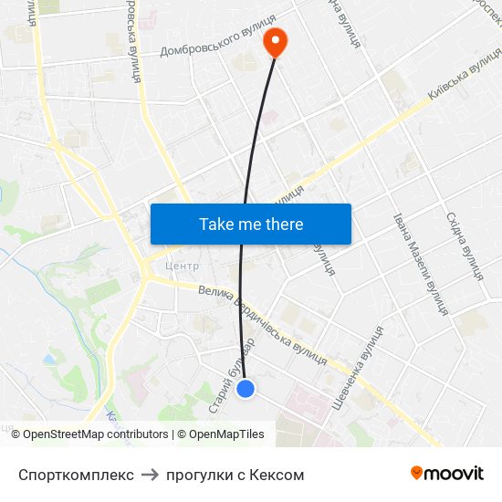 Спорткомплекс to прогулки с Кексом map