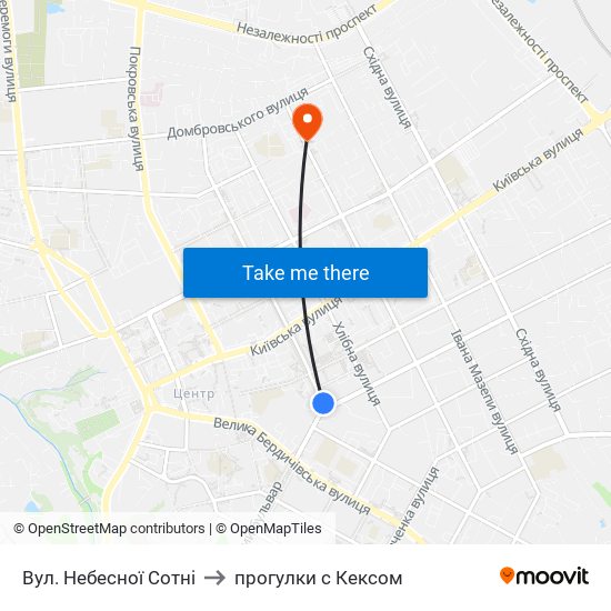 Вул. Небесної Сотні to прогулки с Кексом map