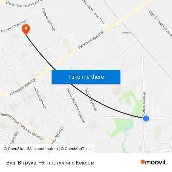 Вул. Вітрука to прогулки с Кексом map