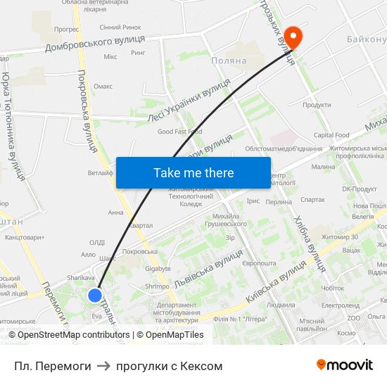 Пл. Перемоги to прогулки с Кексом map