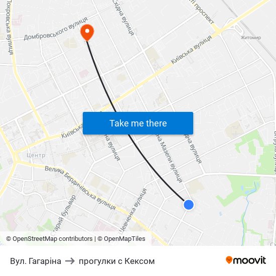 Вул. Гагаріна to прогулки с Кексом map