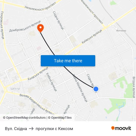 Вул. Східна to прогулки с Кексом map