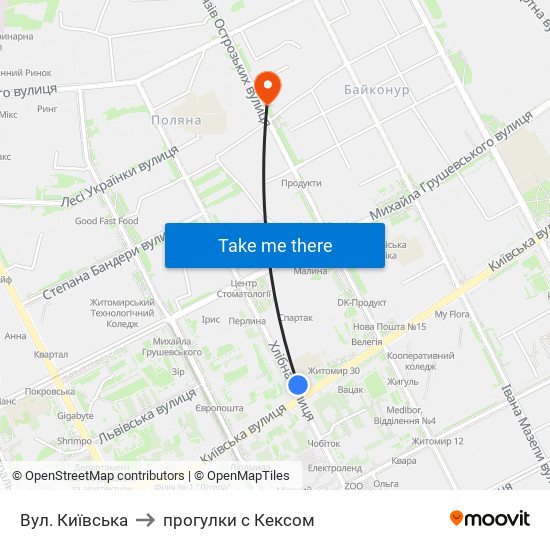 Вул. Київська to прогулки с Кексом map