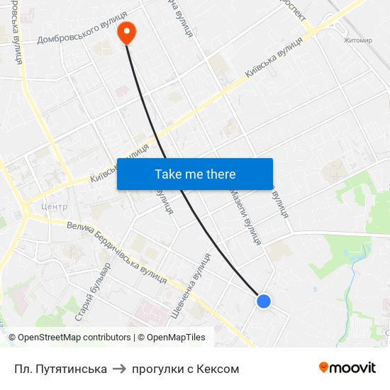 Пл. Путятинська to прогулки с Кексом map