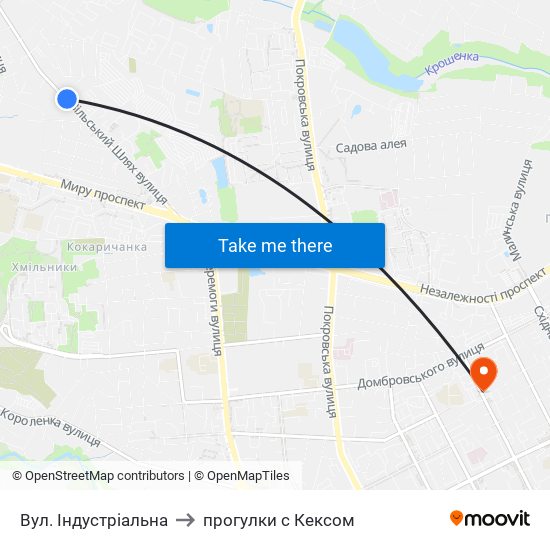 Вул. Індустріальна to прогулки с Кексом map