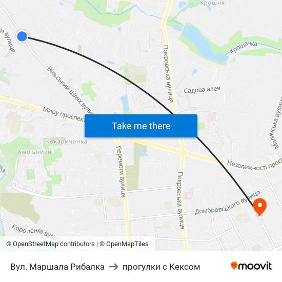 Вул. Маршала Рибалка to прогулки с Кексом map