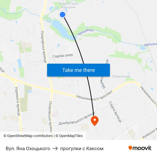 Вул. Яна Охоцького to прогулки с Кексом map