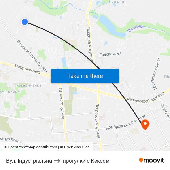 Вул. Індустріальна to прогулки с Кексом map