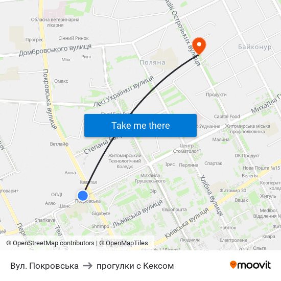 Вул. Покровська to прогулки с Кексом map