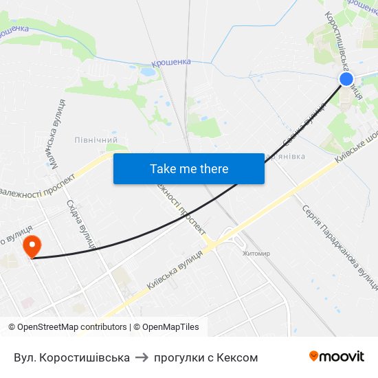 Вул. Коростишівська to прогулки с Кексом map