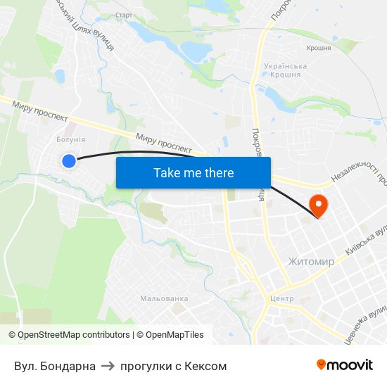 Вул. Бондарна to прогулки с Кексом map