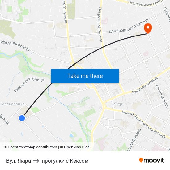 Вул. Якіра to прогулки с Кексом map