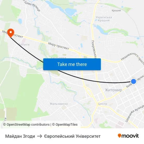 Майдан Згоди to Європейський Університет map