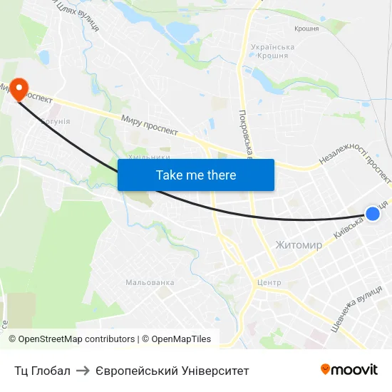 Тц Глобал to Європейський Університет map
