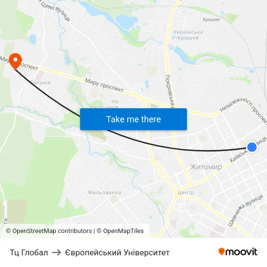 Тц Глобал to Європейський Університет map